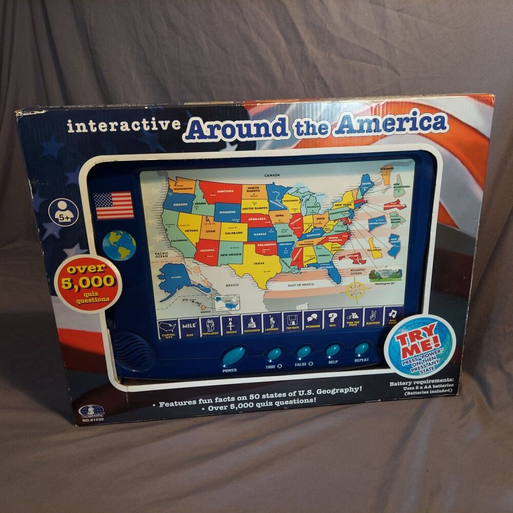 Scientific Toy AROUND THE UNITED STATES INTERACTIVE QUIZ PAD 5000+ Question GAME